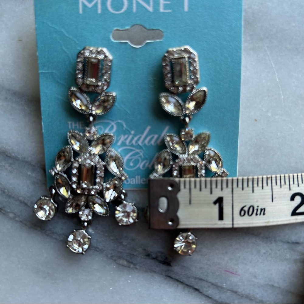 Monet Jewelry Timeless Silver Tone Womens Hypoallergenic Chandelier Earrings - Picture 8 of 13